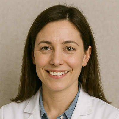 Chiropractor Laura Parker Smiling in Grey Background